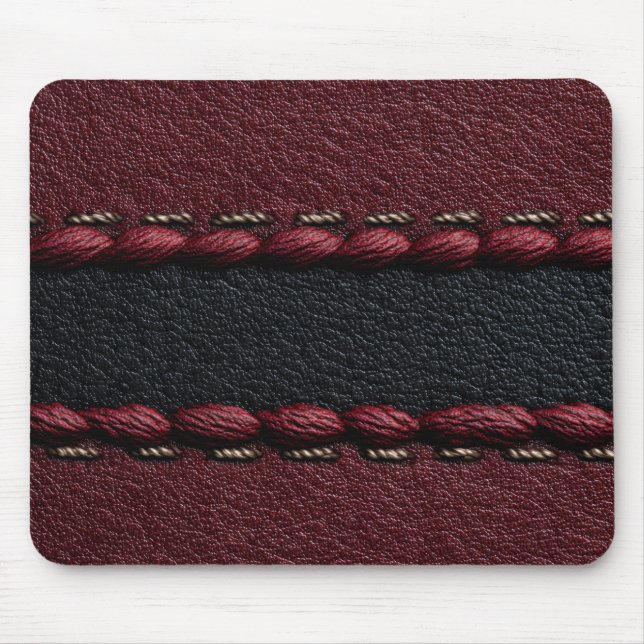 Tapis De Souris Effet cuir noir et rouge (Devant)