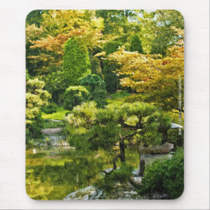 Tapis De Souris Effet de peinture de jardin japonais Paysage