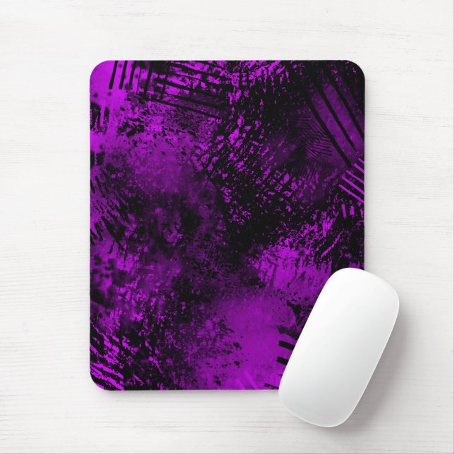 Tapis De Souris Effet Dessin de peinture Violet & Noir (Avec souris)