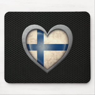 Tapis De Souris Effet en acier de maille de drapeau finlandais de