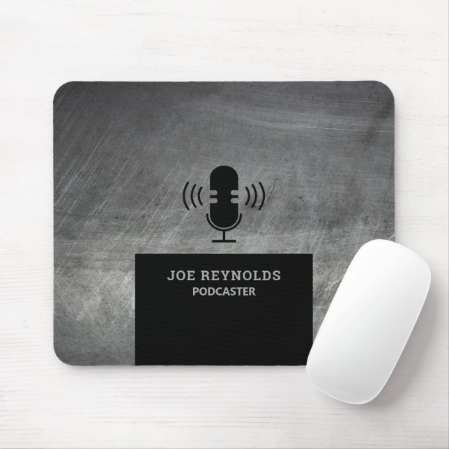 Tapis De Souris Effet métallique rayé, Podcaster, Podcast (Avec souris)