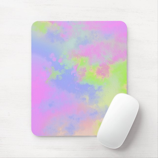 Tapis De Souris Effet Peinture arc-en-ciel (Avec souris)