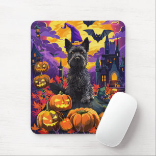 Tapis De Souris Éffrayant écossais Terrier Citrouille de sorcière