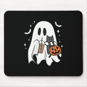 Tapis De Souris Éffrayant Fantôme tenant un chat noir Halloween ca