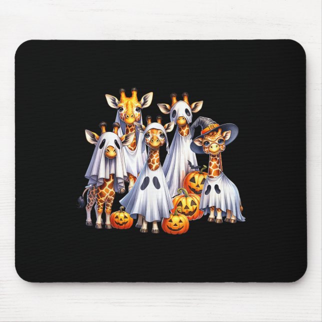 Tapis De Souris Éffrayant Ghost Giraffe Halloween Funny African An (Devant)
