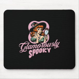 Tapis De Souris Éffrayant glamour Vintage sorcière rétro Halloween
