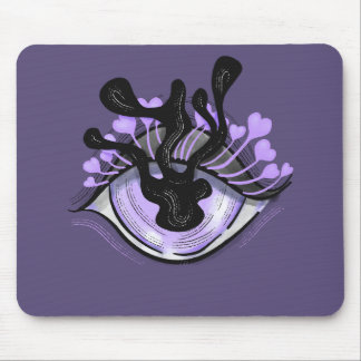 Tapis De Souris Éffrayant Gothique Violet Oeil Halloween Art