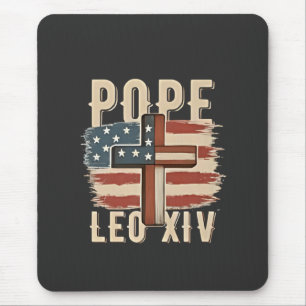 Tapis De Souris Église chrétienne du pape Léon XIV Drapeau américa