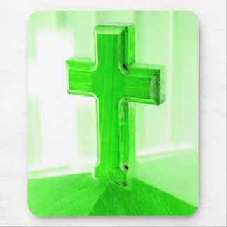 Tapis De Souris Église croisée en bois verte d'image de
