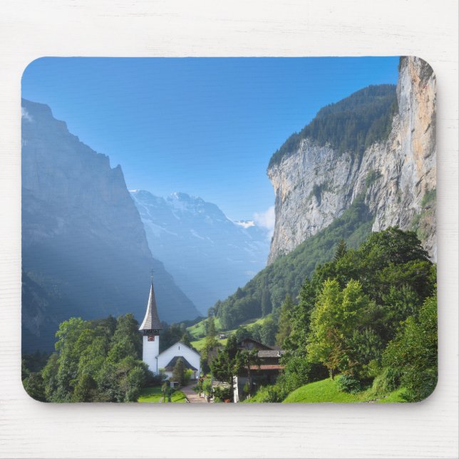 Tapis De Souris Eglise dans la vallée de Lauterbrunnen, Suisse (Devant)