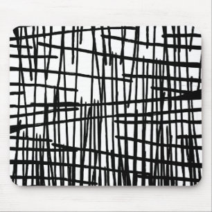 Tapis De Souris Égouttements peints à la main blancs noirs uniques