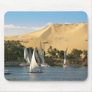 Tapis De Souris Egypte, Assouan, Nil River, voiliers Felucca, 2