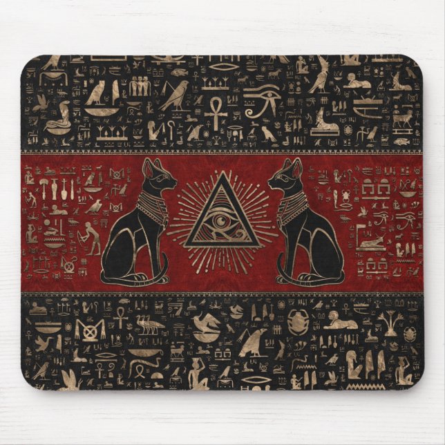 Tapis De Souris Egyptian Cats and Eye of Horus (Devant)