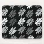 Tapis De Souris Elder Leaf Big Pattern Black White Grey<br><div class="desc">Elder tree leaf silhouette in a surface pattern design with grey and white detail on a black background.</div>