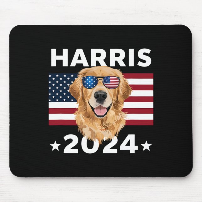 Tapis De Souris Election Kamala Harris 2024 Golden Retriever Dog U (Devant)
