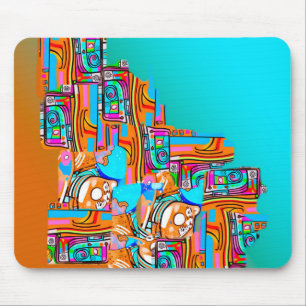 Tapis De Souris Electric Orange & Turquoise Dreams — Pop Abstrait