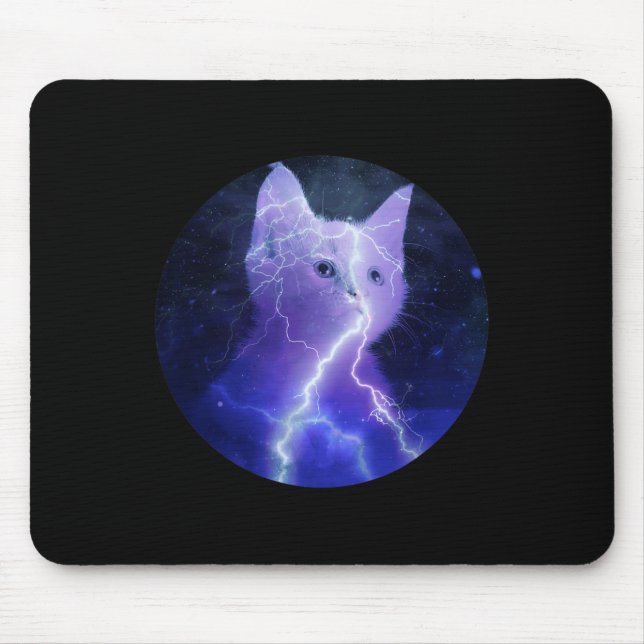 Tapis De Souris Électricité Chat Éclair Graphique Art Chat Maman (Devant)