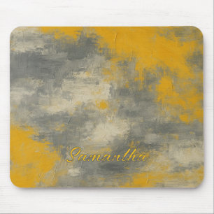 Tapis De Souris Élégance Boho Abstrait Art Moutarde & Gris