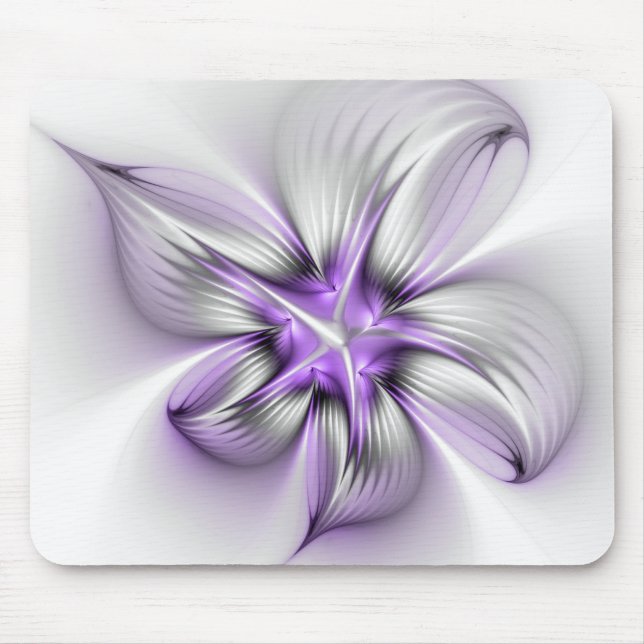 Tapis De Souris Élégance florale Art fractal violet abstrait moder (Devant)