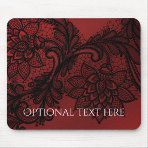 Tapis De Souris Élégance noire rouge et noire aspect dentelle