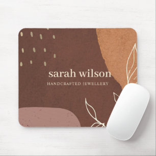 Tapis De Souris Élégant Abstrait Rouille Brown Orange Feuillage