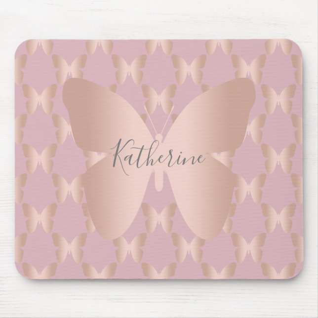 Tapis De Souris Elegant and modern rose gold butterfly design (Devant)