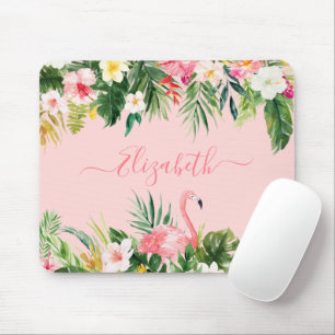Tapis De Souris Elégant aquarelle Tropical Floral Script tendance