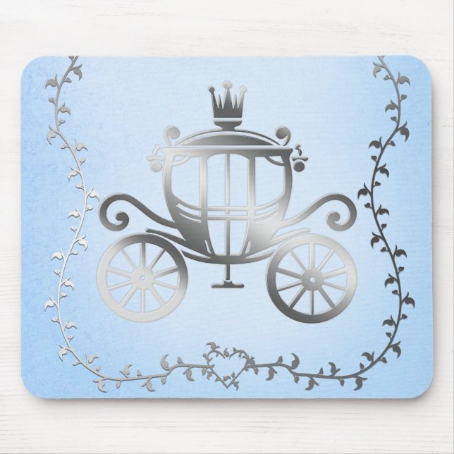 Tapis De Souris Elégant Argent Carriage Blue Storybook Princesse (Devant)