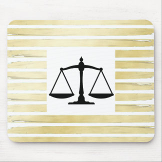 Tapis De Souris Élégant avocat blanc feuille d'or peint rayé