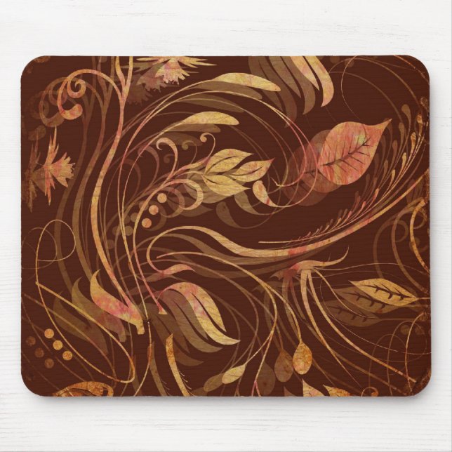 Tapis De Souris Élégant Batik d'automne Imprimer le feuillage (Devant)
