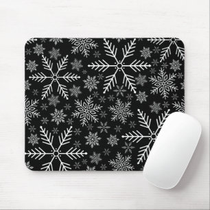 Tapis De Souris Elégant Black Aqua White Winter Snowflake