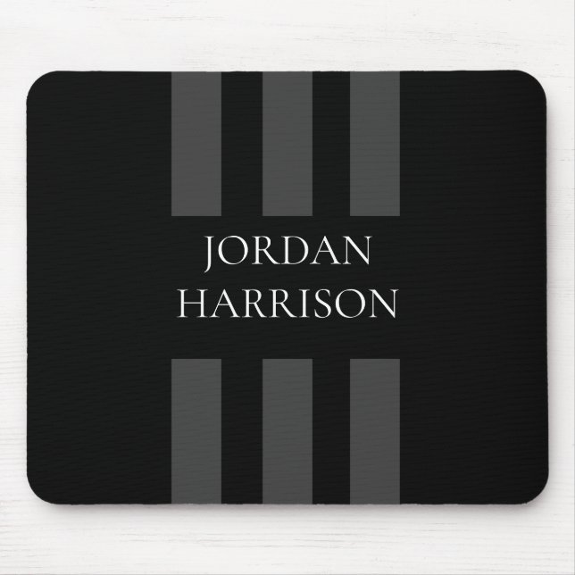 Tapis De Souris Elegant Black Gray Stripes Logo mouse pad (Devant)