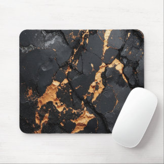 Tapis De Souris Elegant Black Marble with Gold Veins Modern Art