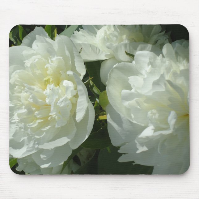 Tapis De Souris Elégant blanc peony floral blanc photo (Devant)