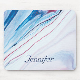Tapis De Souris Élégant BLEU ROSE PURPLE FAUX MARBRE PERSONNALISÉ