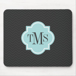 Tapis De Souris Élégant bloc-souris gris et turquoise 3 lettres 