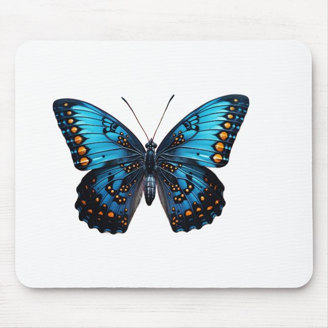 Tapis De Souris 🦋 "Elegant Blue Butterfly - Souris inspirée de la (Devant)