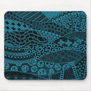Tapis De Souris Elegant Blue Geometric Abstract