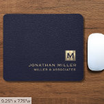 Tapis De Souris Élégant Blue Leather Luxury Gold Logo initial<br><div class="desc">Ajoutez une touche de sophistication à votre espace de travail avec cet élégant tapis de souris en cuir bleu doté d'un logo initial en or luxueux. Parfait pour les petites entreprises ou les entreprises qui souhaitent élever leur marque, ce tapis de souris est fait de matériaux de haute qualité et...</div>