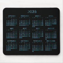 Élégant calendrier annuel Blue Deco 2025