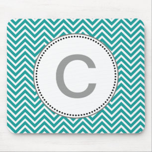 Tapis De Souris Élégant chevron zigzag sarcelle et blanc