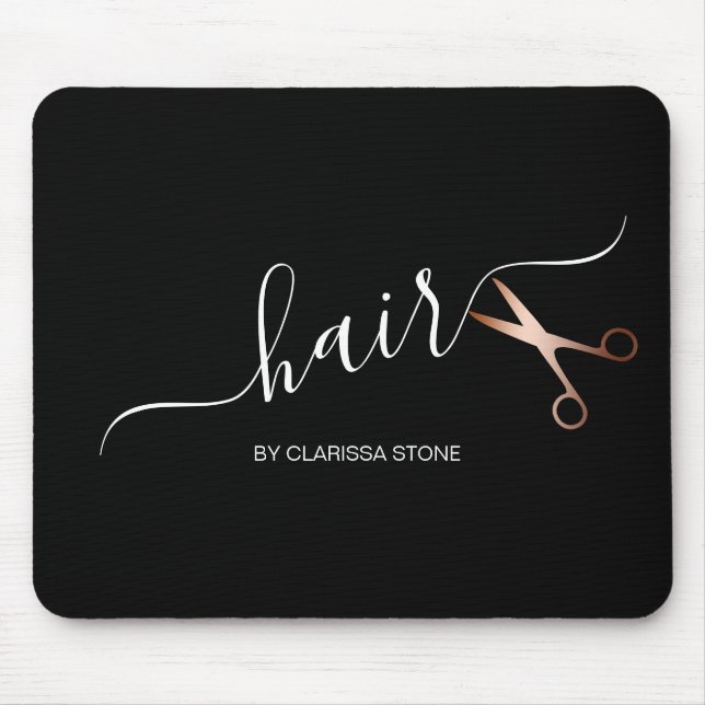 Tapis De Souris Elégant ciseaux d'or rose moderne coiffeur (Devant)