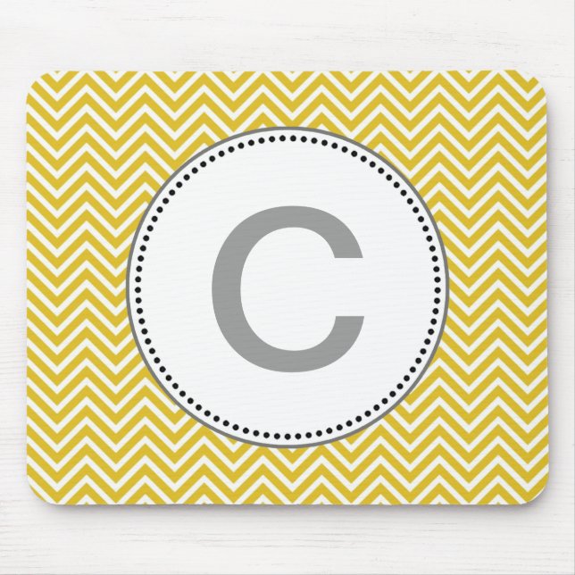 Tapis De Souris Élégant, classique jaune ensoleillé chevron zigzag (Devant)
