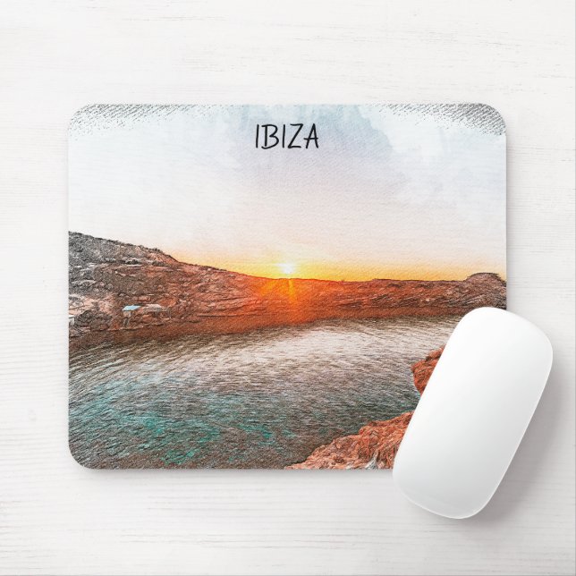 Tapis De Souris Elégant coucher de soleil d'Ibiza Espagne (Avec souris)