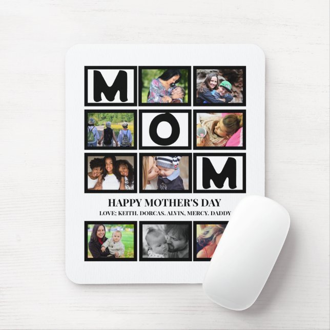 Tapis De Souris Elégant Custom Happy Mothers Day 9 Photo Collage (Avec souris)