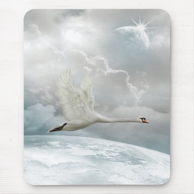 Tapis De Souris Elégant cygne dans le vol Mousepad (Devant)