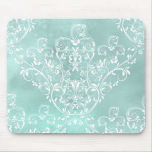 Tapis De Souris Elégant Damask Mousepad Turquoise