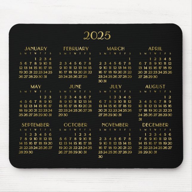 Tapis De Souris Élégant Déco Calendrier Annuel 2025 (Devant)