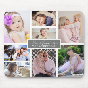 Tapis De Souris Elegant Family 8 Photo Collage et nom Personali