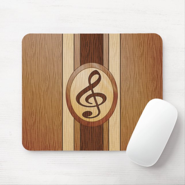 Tapis De Souris Élégant Faux Wood Treble Clef Inlay (Avec souris)